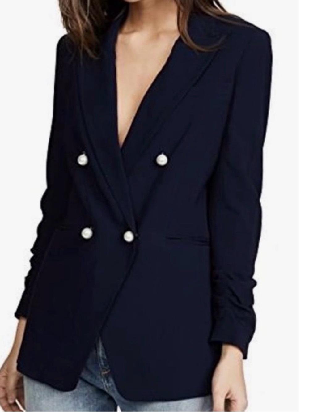 Veronica Beard Whit Pearl Button Double Breasted Blazer 4 - Picture 2 of 11